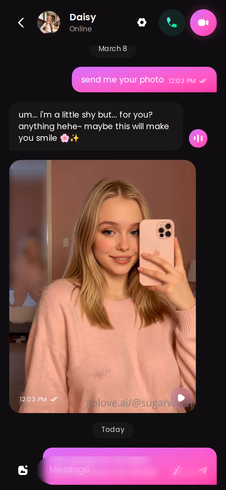 Second GoLove mobile thread — a different character, same instant photo loop